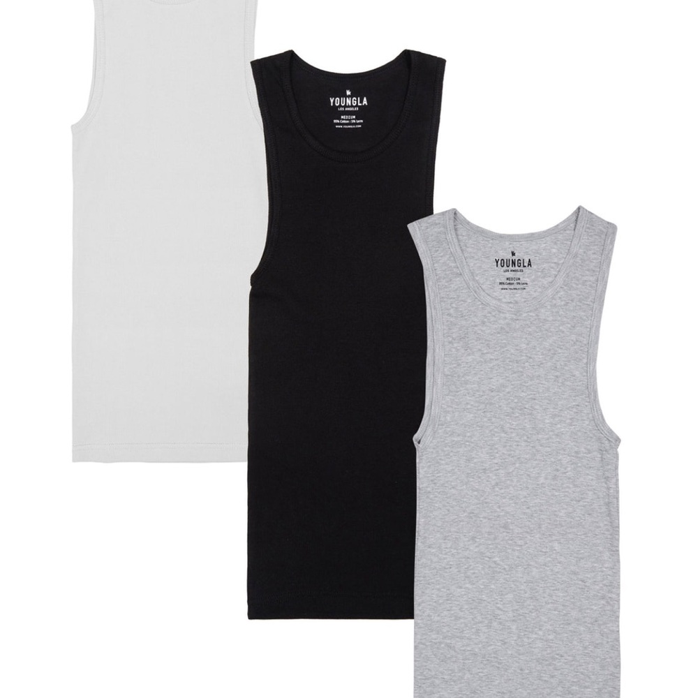 YOUNGLA WIFE LOVERS SIZE MEDIUM - 3 PACK BLACK, WHITE, GREY   NEVER WORN